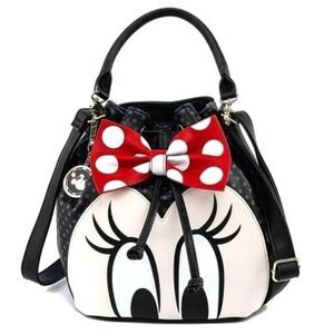 Loungefly Disney Minnie‎ Mouse Bow Crossbody Bucket Bag